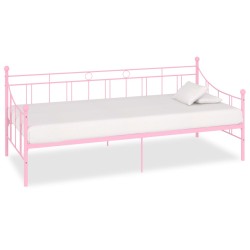 vidaXL Estructura de cama de metal rosa 90x200 cm