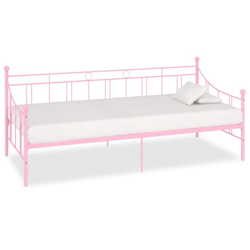 vidaXL Estructura de cama de metal rosa 90x200 cm vidaXL Estructura de cama de metal rosa 90x200 cm