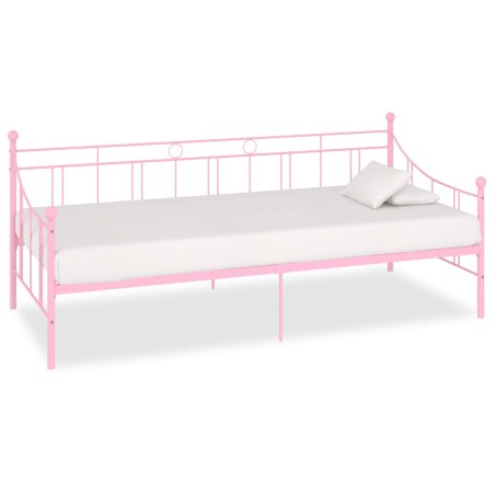 vidaXL Estructura de cama de metal rosa 90x200 cm