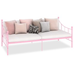vidaXL Estructura de cama de metal rosa 90x200 cm