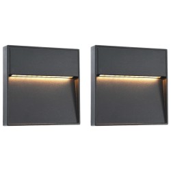 vidaXL Lámparas LED de pared para jardín 2 unidades cuadrada negra 3 W