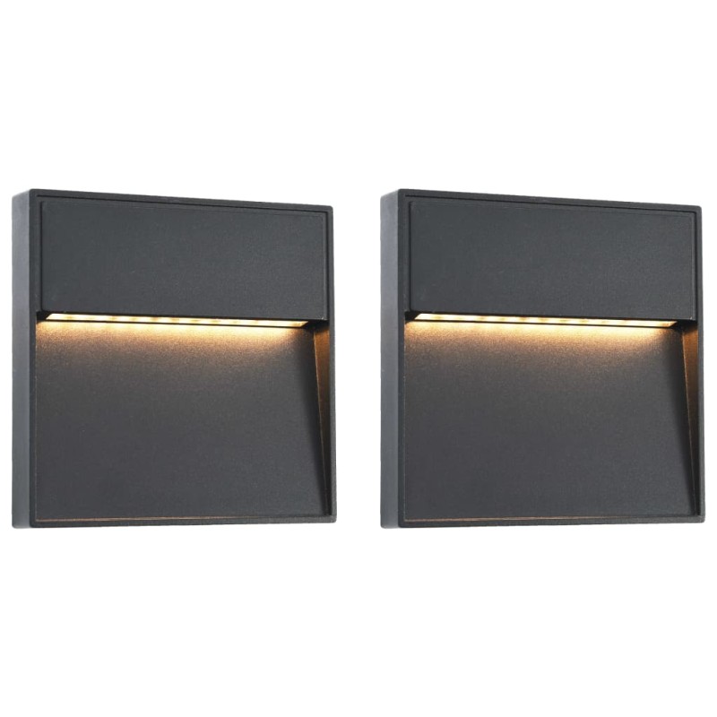 vidaXL Lámparas LED de pared para jardín 2 unidades cuadrada negra 3 W vidaXL Lámparas LED de pared para jardín 2 unidades cuadrada negra 3 W