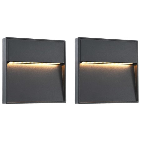 vidaXL Lámparas LED de pared para jardín 2 unidades cuadrada negra 3 W