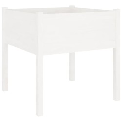 vidaXL Jardinera de madera maciza de pino blanca 70x70x70 cm