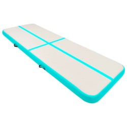 vidaXL Esterilla inflable de gimnasia y bomba PVC verde 300x100x20 cm