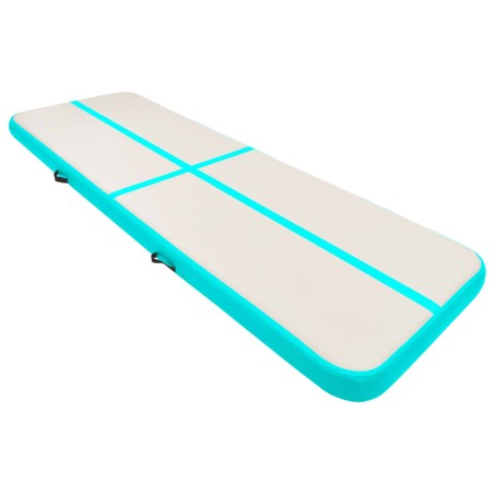 vidaXL Esterilla inflable de gimnasia y bomba PVC verde 300x100x20 cm