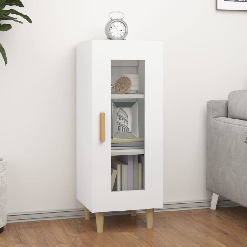 vidaXL Aparador de madera contrachapada blanco brillante 34,5x34x90 cm vidaXL Aparador de madera contrachapada blanco brillante 34,5x34x90 cm