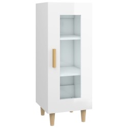 vidaXL Aparador de madera contrachapada blanco brillante 34,5x34x90 cm
