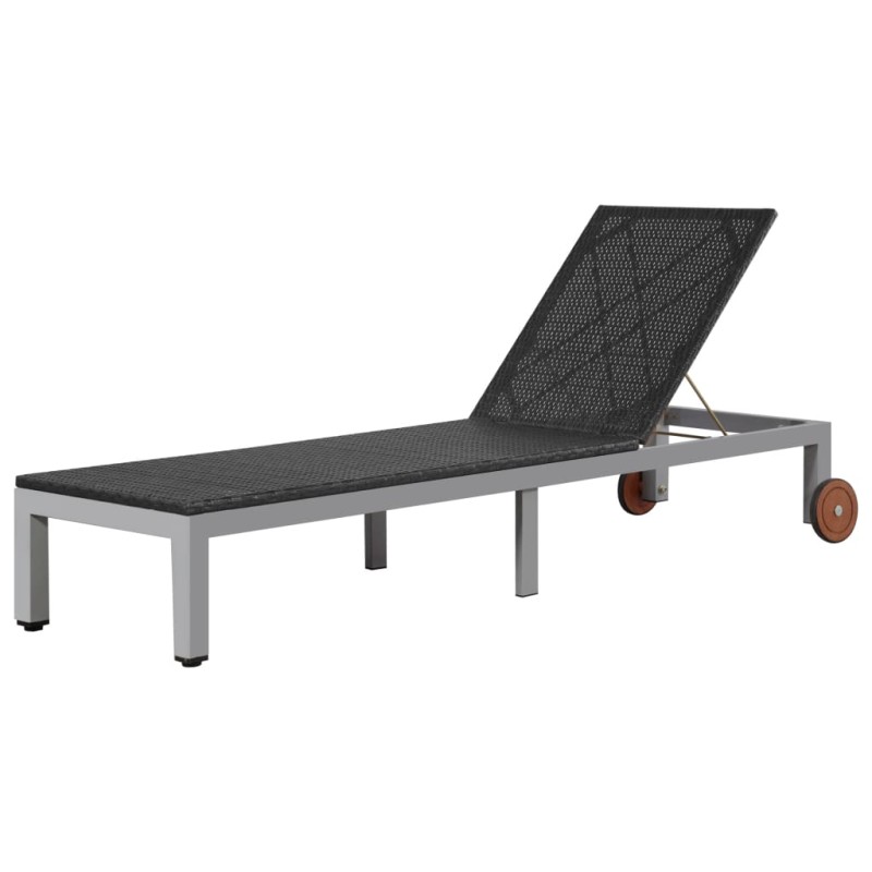 vidaXL Tumbona con ruedas de ratán sintético negra vidaXL Tumbona con ruedas de ratán sintético negra