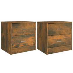 vidaXL Mesitas de noche 2 uds contrachapado roble ahumado 40x30x39 cm