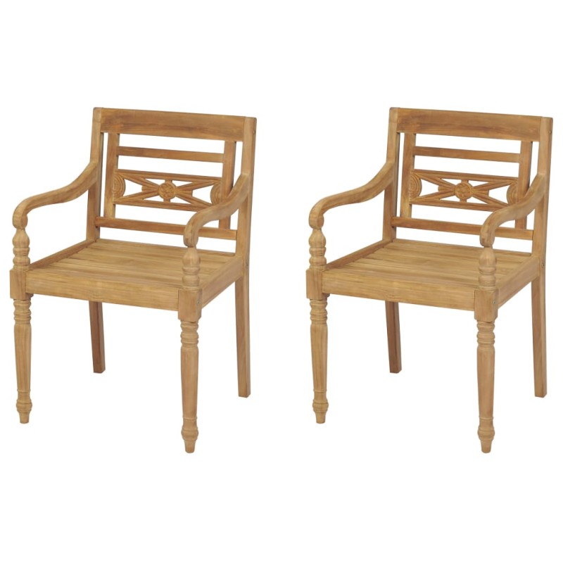 vidaXL Sillas Batavia 2 unidades madera de teca maciza vidaXL Sillas Batavia 2 unidades madera de teca maciza