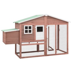 vidaXL Gallinero con ponedero madera maciza abeto color moca y blanco
