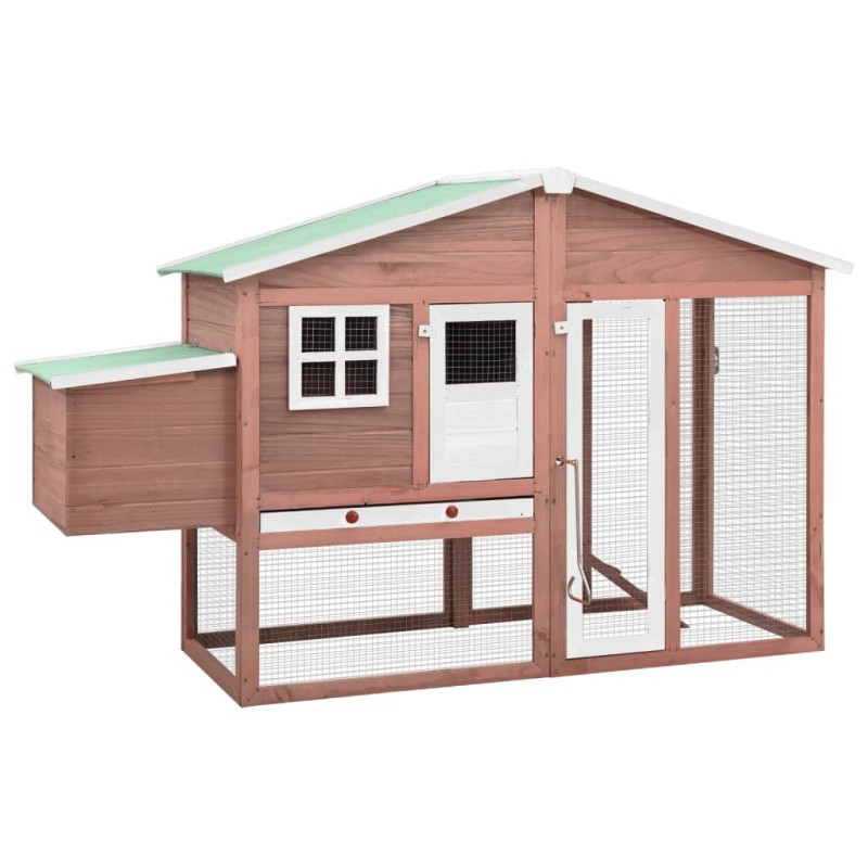 vidaXL Gallinero con ponedero madera maciza abeto color moca y blanco vidaXL Gallinero con ponedero madera maciza abeto color moca y blanco