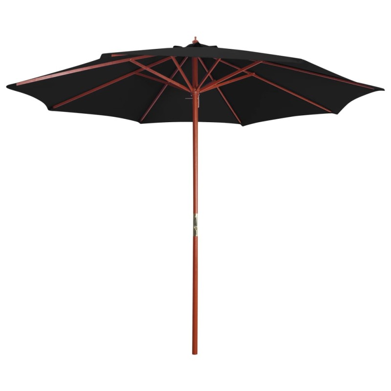 vidaXL Sombrilla de jardín con palo de madera negro 300x258 cm vidaXL Sombrilla de jardín con palo de madera negro 300x258 cm