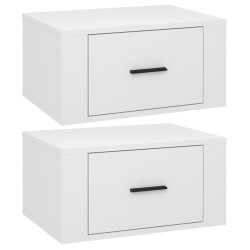 vidaXL Mesitas de noche de pared 2 uds blanco brillante 50x36x25 cm