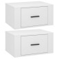 vidaXL Mesitas de noche de pared 2 uds blanco brillante 50x36x25 cm vidaXL Mesitas de noche de pared 2 uds blanco brillante 50x36x25 cm