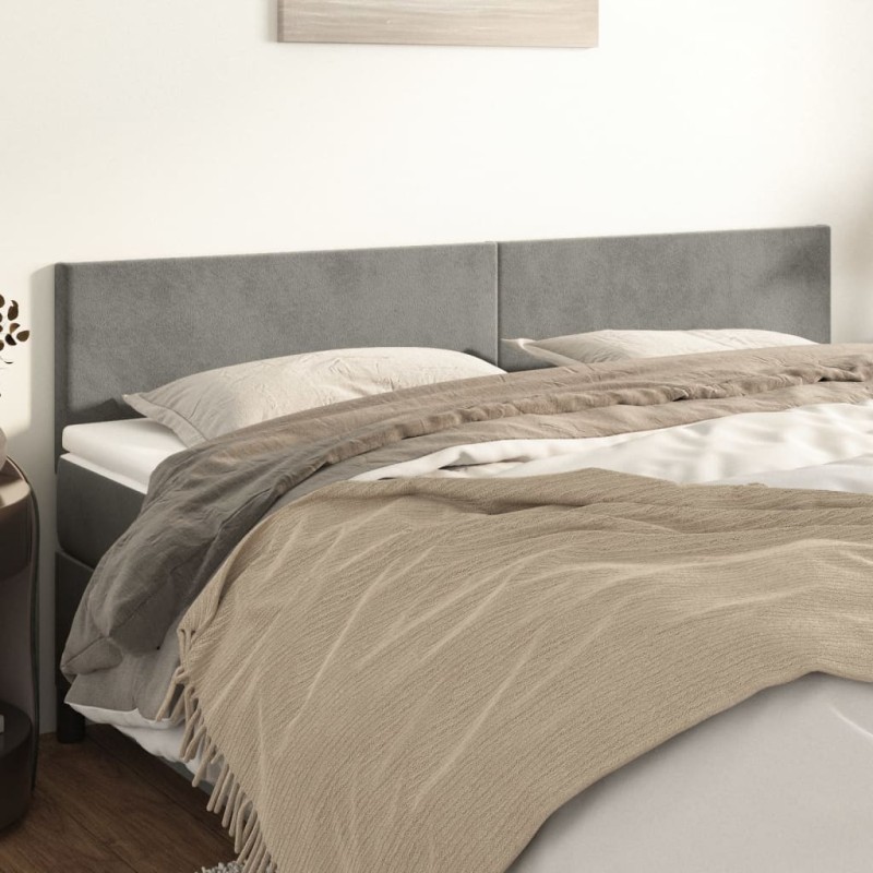 vidaXL Cabeceros 2 unidades de terciopelo gris claro 100x5x78/88 cm vidaXL Cabeceros 2 unidades de terciopelo gris claro 100x5x78/88 cm