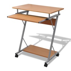 vidaXL Escritorio compacto de ordenador con bandeja de teclado marrón