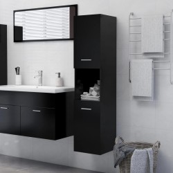vidaXL Armario de baño madera contrachapada negro 30x30x130 cm
