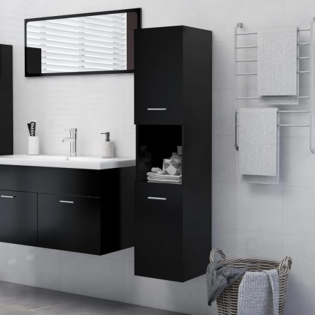 vidaXL Armario de baño madera contrachapada negro 30x30x130 cm