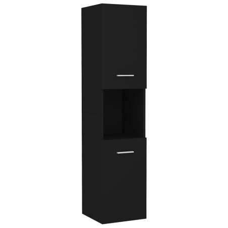 vidaXL Armario de baño madera contrachapada negro 30x30x130 cm