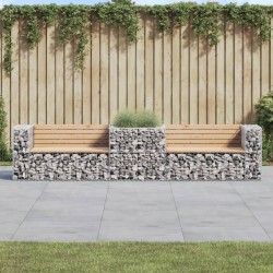 vidaXL Banco de jardín con cesta de gaviones madera maciza de pino