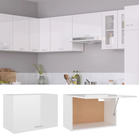 vidaXL Armario colgante cocina madera ingeniería blanco brillo