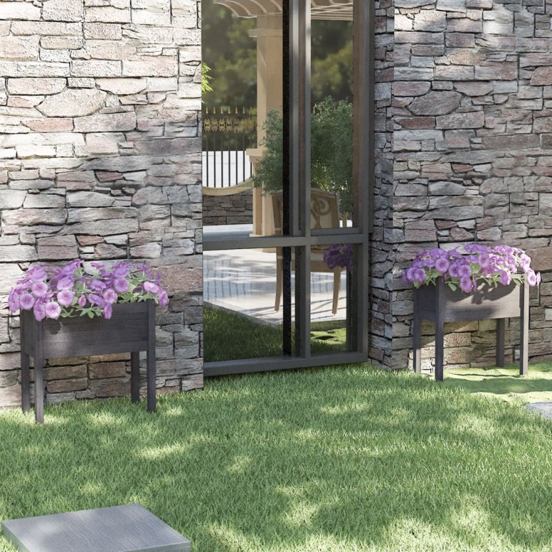 vidaXL Jardineras 2 uds madera maciza de pino gris 70x31x70 cm vidaXL Jardineras 2 uds madera maciza de pino gris 70x31x70 cm