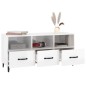 vidaXL Mueble de TV madera contrachapada blanco brillo 102x35x50 cm vidaXL Mueble de TV madera contrachapada blanco brillo 102x35x50 cm