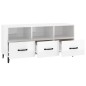 vidaXL Mueble de TV madera contrachapada blanco brillo 102x35x50 cm vidaXL Mueble de TV madera contrachapada blanco brillo 102x35x50 cm