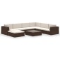 vidaXL Set muebles de jardín 8 piezas y cojines ratán sintético marrón vidaXL Set muebles de jardín 8 piezas y cojines ratán sintético marrón