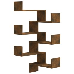 vidaXL Estanterías de esquina de pared 2 uds roble ahumado 40x40x50 cm