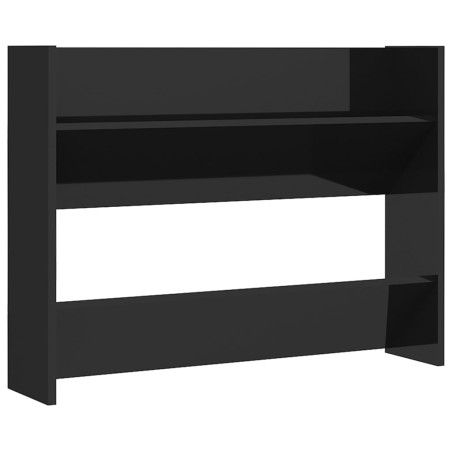 vidaXL Zapatero de pared madera contrachapada negro brillo 80x18x60 cm