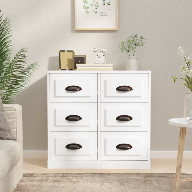 vidaXL Aparador de madera contrachapada blanco 70x35,5x67,5 cm vidaXL Aparador de madera contrachapada blanco 70x35,5x67,5 cm