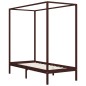 vidaXL Cama con dosel de madera maciza de pino marrón oscuro 90x200 cm