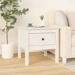 vidaXL Mesa auxiliar de madera maciza de pino blanco 50x50x49 cm