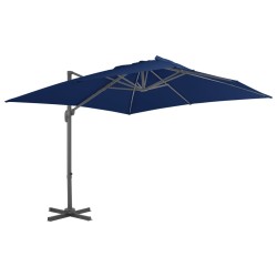 vidaXL Sombrilla voladiza con poste de aluminio azul celeste 3x3 m