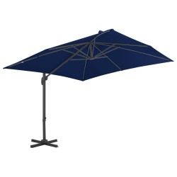 vidaXL Sombrilla voladiza con poste de aluminio azul celeste 3x3 m