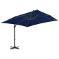 vidaXL Sombrilla voladiza con poste de aluminio azul celeste 3x3 m