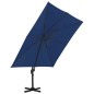 vidaXL Sombrilla voladiza con poste de aluminio azul celeste 3x3 m