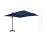 vidaXL Sombrilla voladiza con poste de aluminio azul celeste 3x3 m