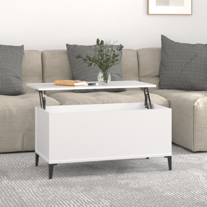 vidaXL Mesa de centro madera contrachapada blanco 90x44,5x45 cm vidaXL Mesa de centro madera contrachapada blanco 90x44,5x45 cm