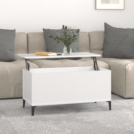 vidaXL Mesa de centro madera contrachapada blanco 90x44,5x45 cm