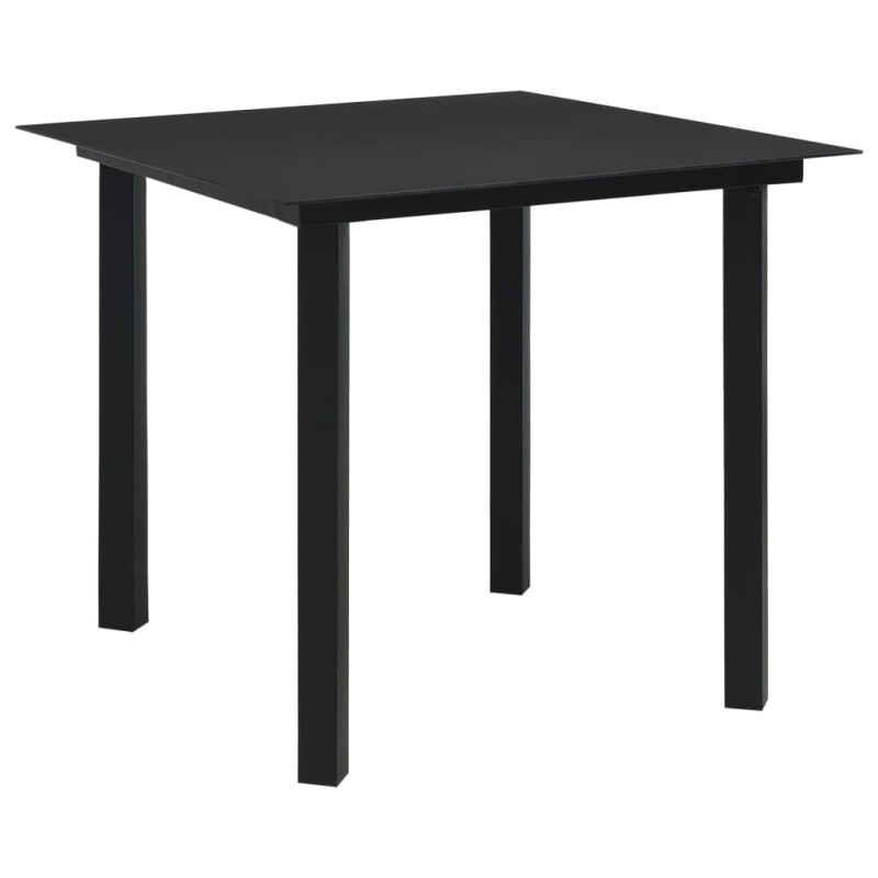 vidaXL Mesa de comedor de jardín acero y vidrio negra 80x80x74 cm vidaXL Mesa de comedor de jardín acero y vidrio negra 80x80x74 cm