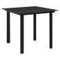 vidaXL Mesa de comedor de jardín acero y vidrio negra 80x80x74 cm vidaXL Mesa de comedor de jardín acero y vidrio negra 80x80x74 cm