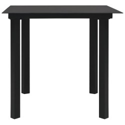 vidaXL Mesa de comedor de jardín acero y vidrio negra 80x80x74 cm 