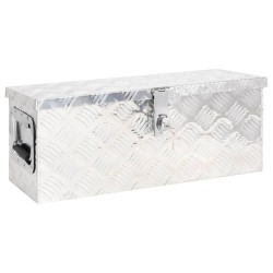 vidaXL Caja de almacenaje de aluminio plateado 60x23,5x23 cm