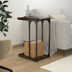 vidaXL Mesa auxiliar madera contrachapada roble ahumado 40x30x60 cm