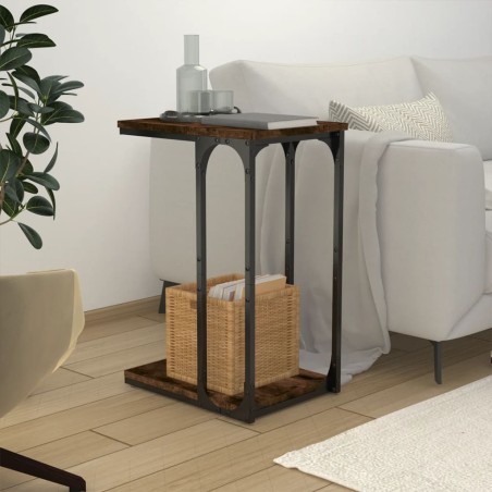 vidaXL Mesa auxiliar madera contrachapada roble ahumado 40x30x60 cm