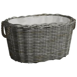 vidaXL Cesta para leña con asas de transporte sauce gris 60x40x28 cm